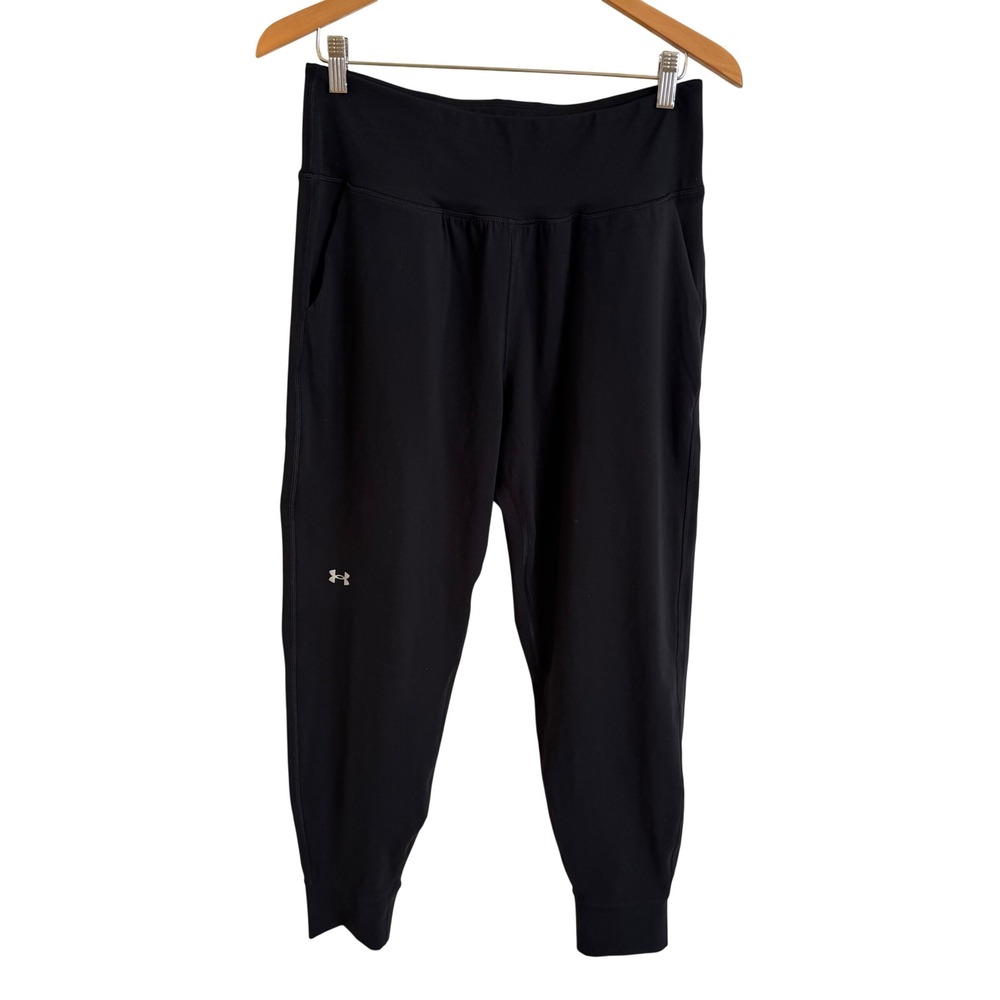 Under Armour Womens Meridian High Rise Joggers Black Fitted 1375078 Size Large